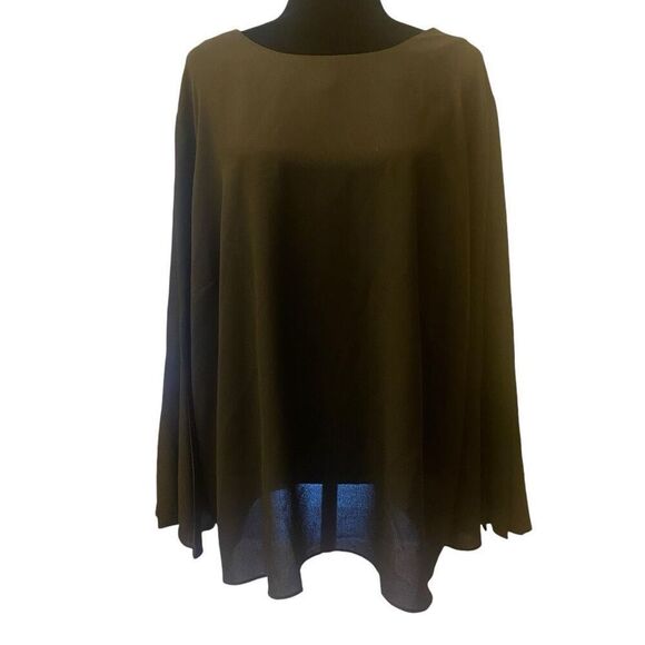 Talbots Woman Black Long Pleated Bishop Sleeve Career Top Size 3X - Picture 1 of 14